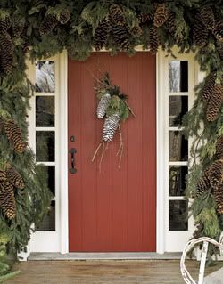 pine cones at door