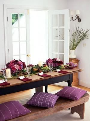 plum accents dining room