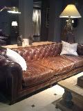 RH long leather sofa