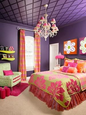 purple walls and ceiling bedrm