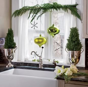 ornaments hanging from sink