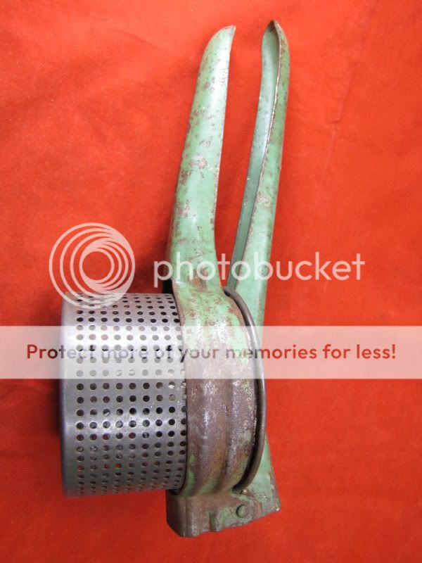 Vintage Potato Ricer Green Handle  