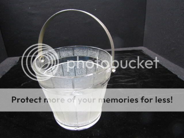 Vintage Clear Pebbled Glass Bucket Shaped Ice Bucket  