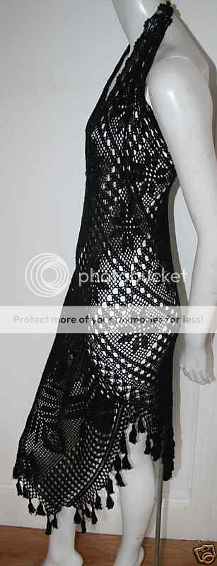 JEAN PAUL GAULTIER Black Crochet Knit Dress NEW 44 10  
