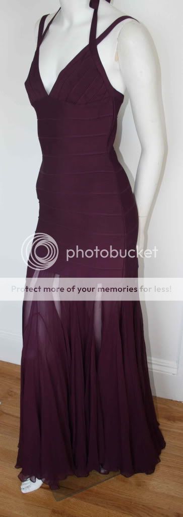 Authentic Herve Leger Burgundy $3500 Bandage Stretch Gown NEW Dress 